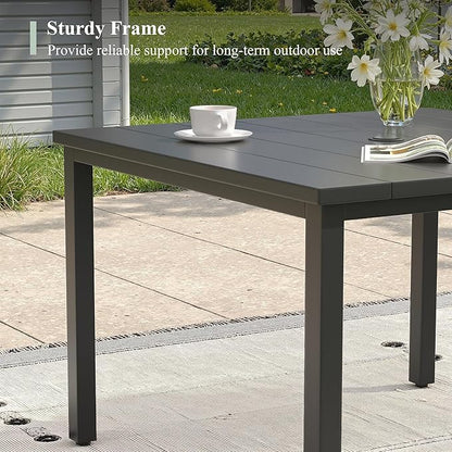 Outdoor Dining Table with Adjustable Umbrella Hole, 40.2" All-Weather Square Patio Dining Table for 4, Metal Patio Table for Garden Lawn Porch Deck Yard, Black
