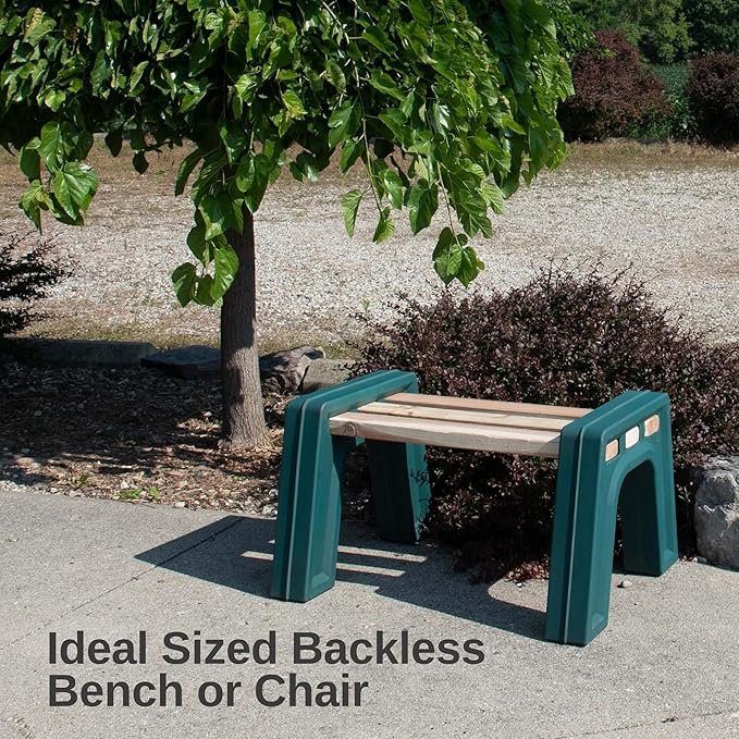 RTS Home Accents Custom Length Lightweight Indoor or Outdoor Backless Bench Ends, (Wood & Screws Sold Separately), Kentucky Green