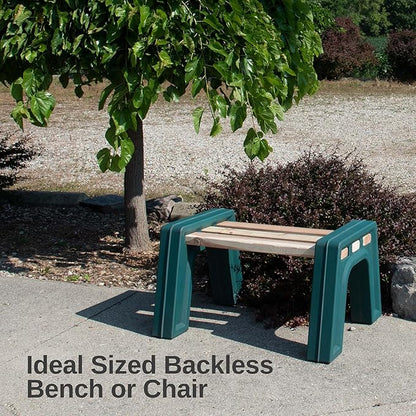 RTS Home Accents Custom Length Lightweight Indoor or Outdoor Backless Bench Ends, (Wood & Screws Sold Separately), Kentucky Green