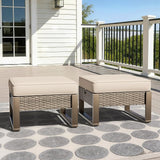 Patio Metal Wicker Ottoman Set of 2 - Photo 6