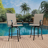 Swivel Bar Stools 2-Piece Set, Outdoor Patio Bar Height Chairs with Rust-Resistant Metal Frame & All-Weather Textile - Photo 1