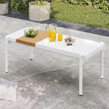 Sundale Outdoor Modern Metal Outdoor Coffee Table with Slatted Wood-Look Tabletop Design - Photo 1