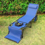 BlueWish Blue Tanning Chair, Beach Chair with Face Hole with 5-Position Reclining Backrest, Removable Pillow - Photo 2
