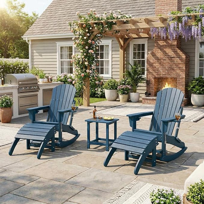 HDPE Adirondack Ottoman Foot Rest, Weather Resistant Outdoor Footstool for Adirondack Chair, Resin Patio Porch Poolside Lawn and Backyard Use