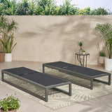 Christopher Knight Home Eudora Outdoor Chaise Lounge (Set of 2), Aluminum, Black, Gray - Photo 5