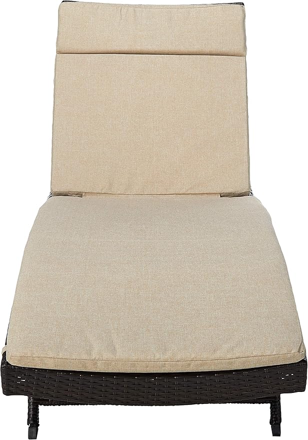 Christopher Knight Home Salem Outdoor Wicker Adjustable Chaise Lounge with Cushions, Multibrown And Textured Beige
