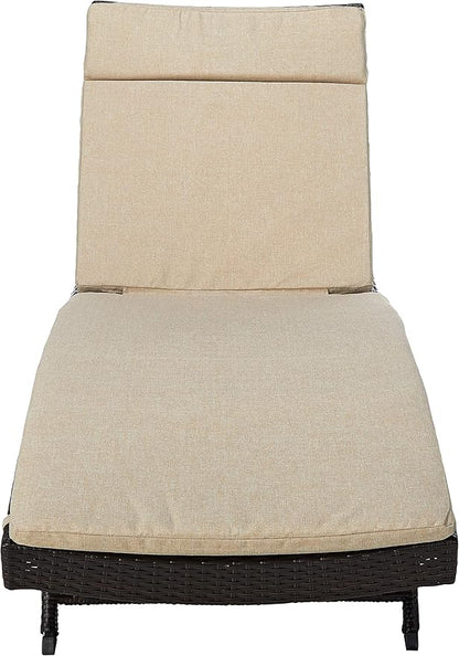 Christopher Knight Home Salem Outdoor Wicker Adjustable Chaise Lounge with Cushions, Multibrown And Textured Beige