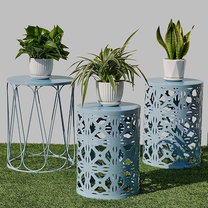 Y&M Set of 3 Heavy-Duty Round End Table, Side Table, Coffee Table for Indoor Multifunctional Use - Photo 1