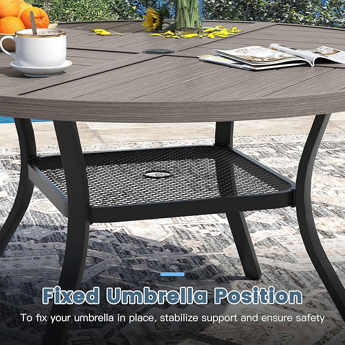 DIFY 47.2" Round Outdoor Patio Dining Table for 6 - Photo 6