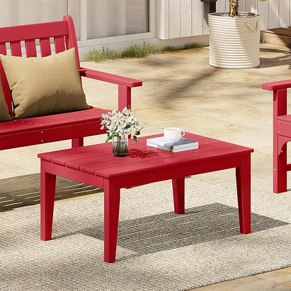 WestinTrends Malibu Low Outdoor HDPE Patio Rectangle Coffee Table, Red