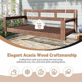 Merax Patio Wooden Twin Size Porch Swing Daybed Frame, Farmhouse Swing Bench Chair with 4 Hanging Ropes for Backyard - Photo 5