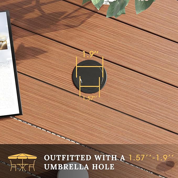 VICLLAX 37.8" Square Outdoor Patio Table, All Weather Metal Outdoor Dining Table for Lawn Garden - Photo 7