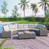 Quarte 8-Pieces Outdoor Wicker Round Sofa Set - Photo 1