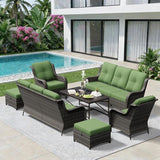 7 Piece Outdoor Wicker Patio Furniture Set, Patio Chairs Set with Thickened Olefin Cushions, High Back and Deep Seating - Photo 9