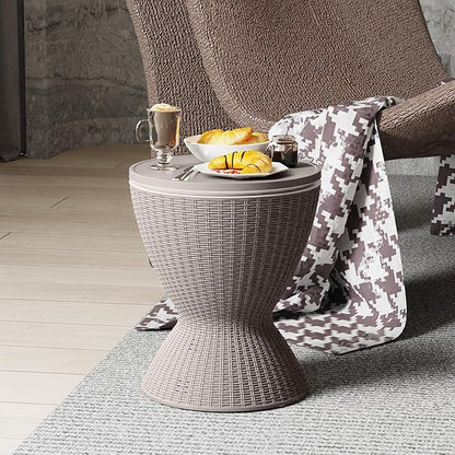Patio Lounge Chair & Outdoor Cocktail Table Set - Resin All-Weather Relaxation Combo for Poolside, Garden, or Backyard