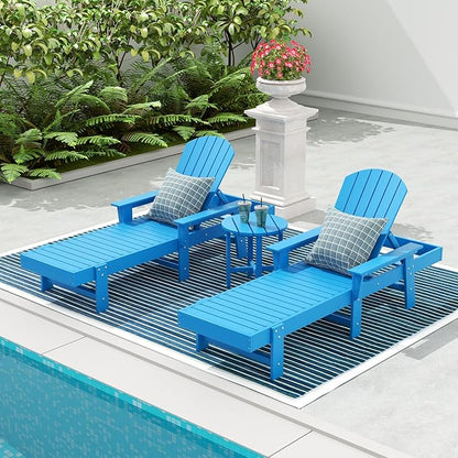 WestinTrends Dylan 3 Piece Adirondack Reclining Chaise Lounge with Arms Pacific Blue