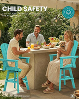 SERWALL Swivel Adirondack Barstools Set of 2, HDPE Outdoor Swivel Bar Chairs Set of 2 for Patio, Poolside, Garden, Aruba - Photo 5
