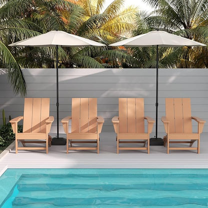 WestinTrends Ashore Modern Outdoor Folding Adirondack Chair (Set of 4), Teak