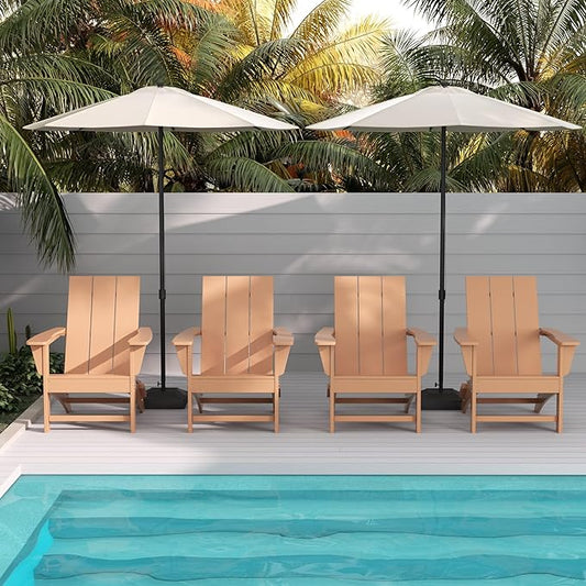 WestinTrends Ashore Modern Outdoor Folding Adirondack Chair (Set of 4), Teak