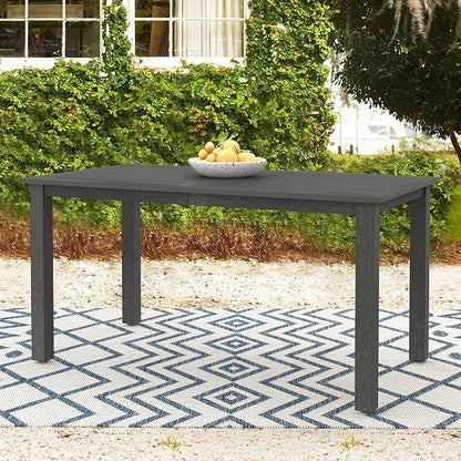 6-Person HDPS Outdoor Dining Table, Weather-Resistant Rectangle Patio Dining Table, 500 LBS Weight Capacity, Outdoor Patio Table for Outside Indoor, Lawn, Garden, and Backyard, Dark Gray