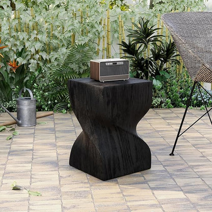 LeisureMod Modern Square Side Table, Accent End Table for Home, Outdoor Patio, Living Room Sofa, Night Stand, Weather-Resistant, Onyx Series in Black