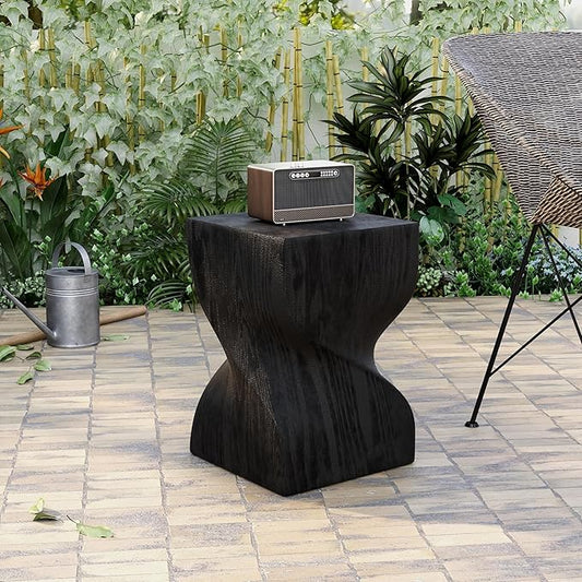 LeisureMod Modern Square Side Table, Accent End Table for Home, Outdoor Patio, Living Room Sofa, Night Stand, Weather-Resistant, Onyx Series in Black