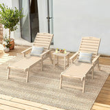 LUE BONA Outdoor Lounge Chair Set with Table, 3-Piece, HDPS Chaise Lounge Outdoor with Wheels - Photo 1