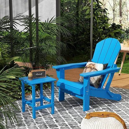 Costaelm Outdoor Table and Chairs, Small Patio Set Outdoor Seating, All Weather Porch Furniture Set Lounge Chairs for Outside Firepit Garden Lawn, Pacific Blue