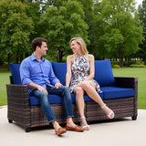 3-Seater Deep Seat Outdoor Sofa - High Back Patio Couch with Water-Resistant Cushions, All-Weather PE Rattan for Patio - Photo 4