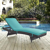 Modway Convene Wicker Rattan Outdoor Patio Chaise Lounge Chair in Espresso Turquoise - Photo 2