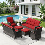 7 Piece Outdoor Wicker Patio Furniture Set, Outdoor Swivel Rocker Patio Chairs Set with Thickened Olefin Cushions - Photo 9