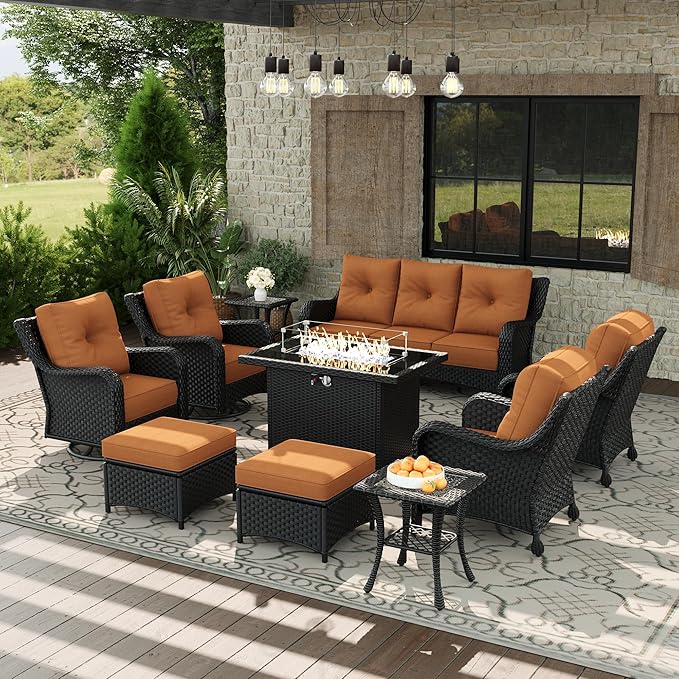 10 Piece Patio Furniture Set with Fire Pit Table - Photo 1