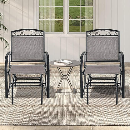 Giantex Patio Glider Chairs Set - 2 PCS Gliding Rocking Chairs w/Weather-Resistant Fabric, Heavy-Duty Metal Frame, 400 Lbs Weight Capacity, Outdoor Swing Glider for Garden, Yard, Poolside (2, Brown)