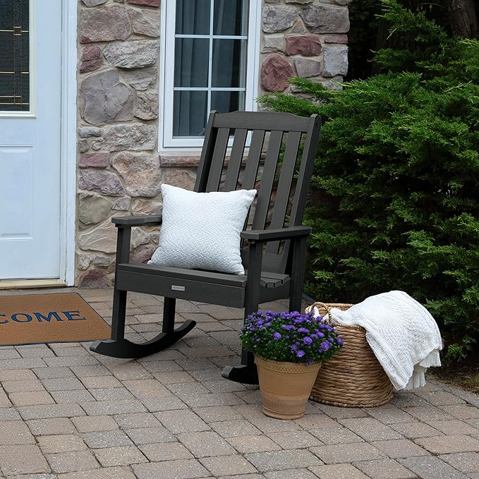 highwood AD-KITRKCH1-BKE Lehigh 2 Rocking Chairs with Adirondack Side Table, Black