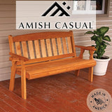 Amish Casual Heavy Duty 800 Lb Mission Pressure Treated Garden Bench with Cupholders (5 Foot, Cedar Stain) - Photo 2