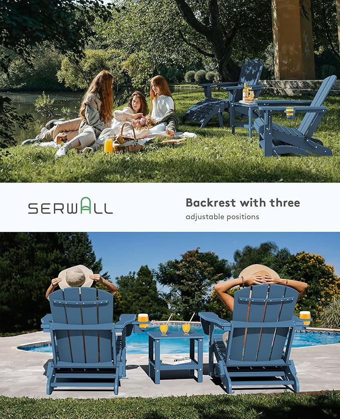 SERWALL 5-Piece Adirondack Chair and Ottoman and Table Set - Photo 6