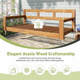 Merax Patio Wooden Twin Size Porch Swing Daybed Frame, Farmhouse Swing Bench Chair with 4 Hanging Ropes for Backyard - Photo 5