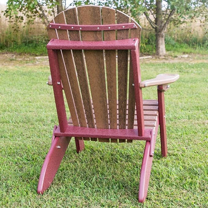 Furniture Barn USA Poly Folding Adirondack Chair with Smart Phone Holder, Walnut and Cherrywood