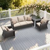 3 Pieces Patio Conversation Furniture Set - 1 Sofa, 2 Armchairs - Photo 5