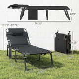 Outsunny Chaise Lounge Chair Outdoor, 5-Position Reclining Pool Lounge Chair with Cushion, Side Pocket, Headrest - Photo 3