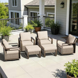 6 Pieces Metal Wicker Patio Furniture Set - Four Swivel Chairs and Two Ottomans - Photo 9