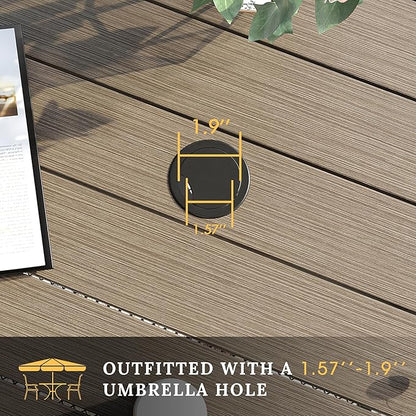 VICLLAX 37.8" Square Outdoor Patio Table, All Weather Metal Outdoor Dining Table for Lawn Garden, Grey Wood-Like Tabletop