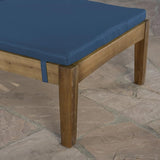 Christopher Knight Home Perla Outdoor Chaise Lounge with Water Resistant Cushion, Teak Finish / Blue - Photo 7