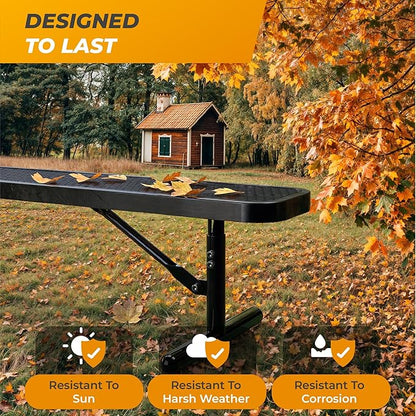 Heavy-Duty Outdoor Metal Bench, Thermoplastic-Coated, Portable, Weatherproof, Commercial-Grade for Parks, Gardens, Patios, Stores & More (4 Ft - Portable, Black)