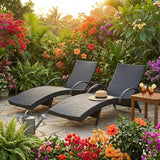 OVENTA Outdoor Wicker Patio Chaise Lounge Chair Set of 6 - Photo 7
