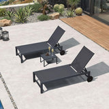 PURPLE LEAF Patio Lounge Chair Set for 2 Outdoor Chaise Lounge with Adjustable Backrests and Wheels Aluminum Reclining - Photo 1