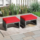 Tangkula 2 Pieces Patio PE Rattan Ottomans - Photo 2