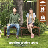 Tangkula Patio Curved Bench Set of 4, Solid Wood Fire Pit Bench for 2-3 People, Outdoor Backless Loveseat for Backyard - Photo 8