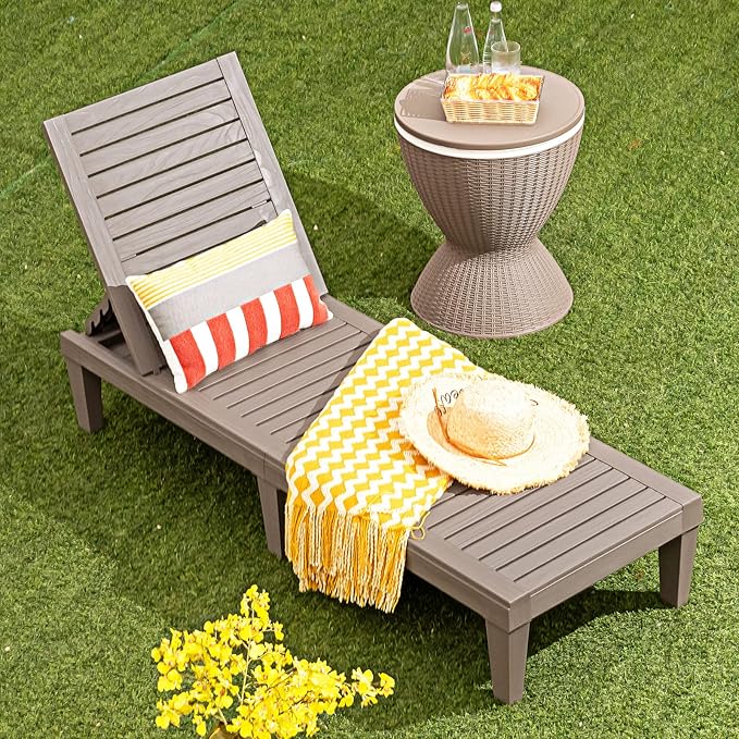 Tangkula Outdoor Chaise Lounge Chair, Lightweight Patio Lounge Recliner Chair with Adjustable Backrest - Photo 5