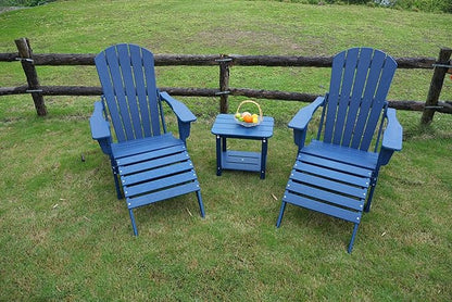 nevilywood HDPE Folding Ottoman - Adirondack Chair Footrest – Weather Resistant, Wood-Grain, Low-Maintenance-, Garden Patio Porch – Navy Blue